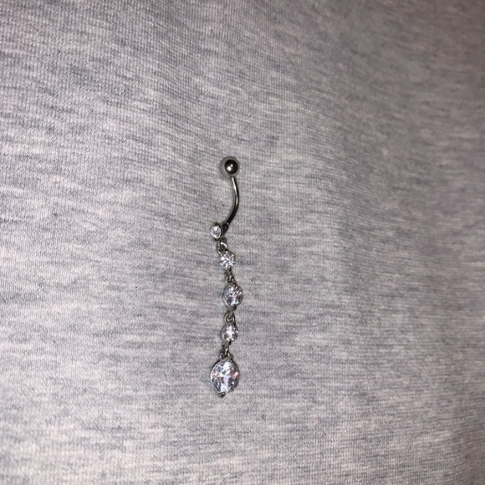 Silver Dangle Belly Button Ring